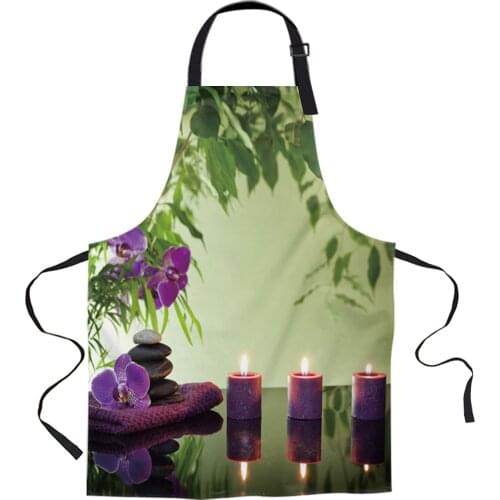 Zen Orchid Green Leaf Stone Aprons for Women Men Kid Cooking Baking Apron Kitchen Utility Equipment Accessories