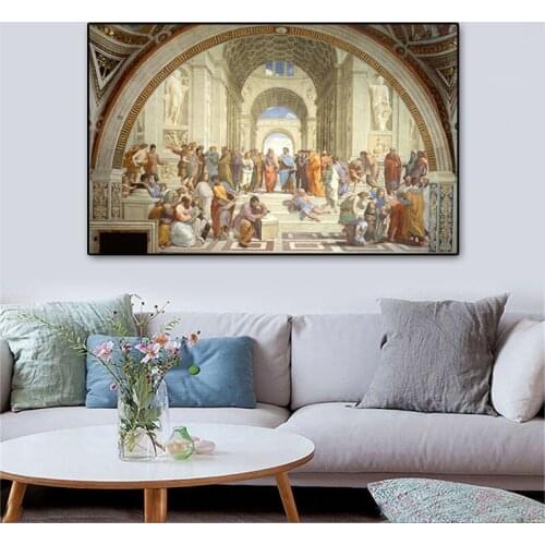 Famous Painting Art School of Athens by Raphael Canvas Painting Posters and Prints on Wall Art Pictures for Living Room Decor