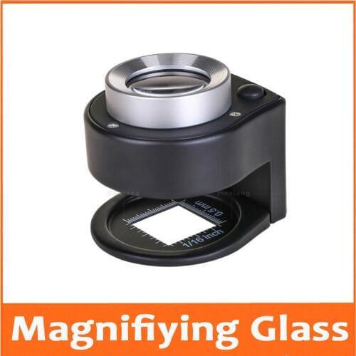 30X Pocket Microscope Magnifying glass 30 times Magnifier HD view diamond dove eye genuine belt lamp metal with Scale and Lamps