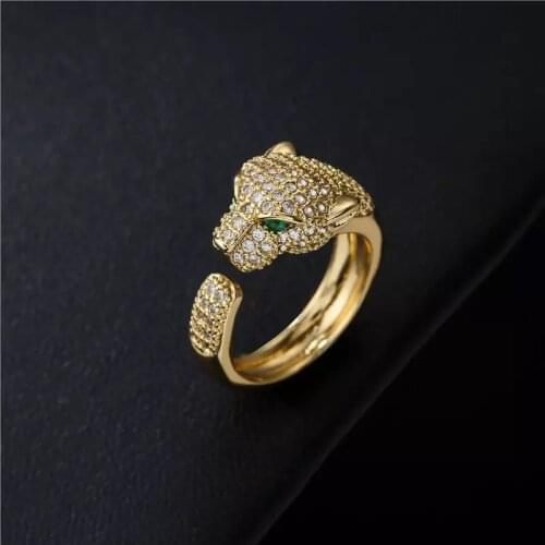 LUALA Full CZ Inlaid Animal Ring 14K Gold Colour Opening Personality Party Ring Fashion Jewelry Gift