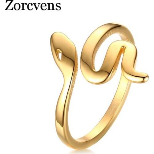 Modyle Fashion Snake Shape Ring Stainless Steel Jewelry Gold-color Bague Serpent Rings For Women Cute Party Jewelry