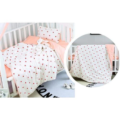 With Filling Pink strawberry Newborn Baby Bed Set Crib Blanket Cot Set for Infant постельное белье ,Duvet /Sheet/Pillow