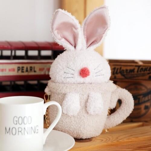 Creative Plush Cup Rabbit High Quality 18cm Plush Rabbit Toys Cup Shape Shloudler Bags Children Plush Toys Kids Dolls