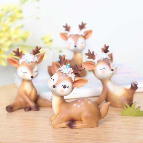 Creative Home Decorations Cute Sika Deer Car Small Ornaments Cartoon Small Animal Office Room Couple Gift