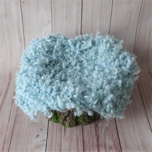 Curly Fleece Merion blanket Wooden basket Stuffer Fillers Photography props Newborn Wool blanket Layer photo props