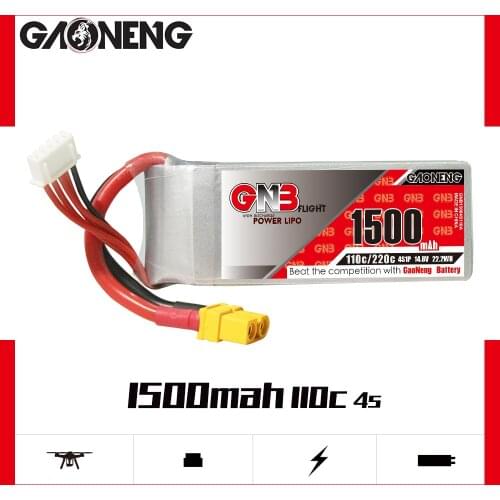 Gaoneng GNB 1500mAh 4S 14.8V 110C/220C Lipo Battery With XT60 Plug For 250 size 3D FPV Racing Drone Quadcopter Multirotor Parts