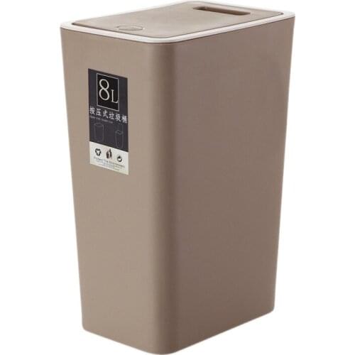8L Trash Can Narrow Type Kitchen Toilet Waste Bin Living Room Bathroom Paper Basket Trash with Lid Household Storage