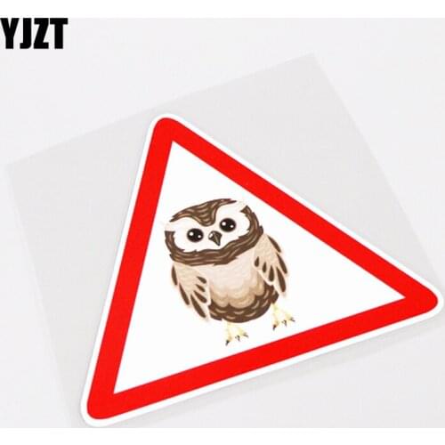 YJZT 13.2CM*11.3CM Fun Animal Owl Car Sticker Warning Mark Decal PVC Waterproof 13-0900