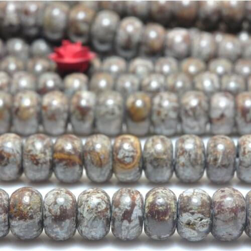 Natural Brown Snowflake Obsidian Smooth Rondelle Loose Beads Wholesale Gemstone Semi Precious Stone Bracelet Necklace Jewelry
