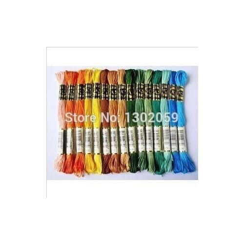 8 Meters Long 100 Pcs/lot Thread+50 Pcs/lot Needle Cross Stitch Thread Floss Choose Any Color Room