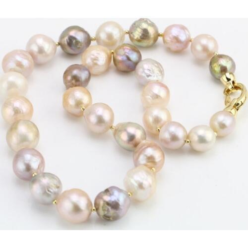 New Arriver Baroque Pearl Necklace,10-12mm Natural Color Large Freshwater Pearl Choker Necklace,Charming Women Gift Jewelry