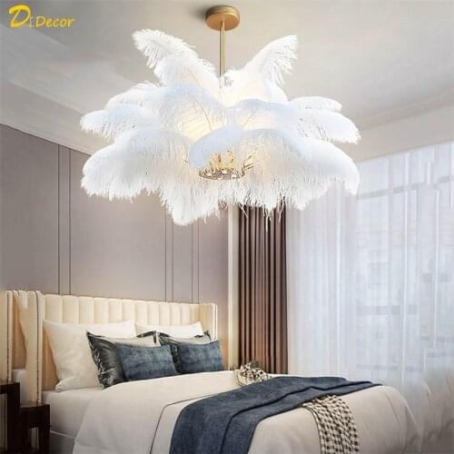 Nordic Feather Pendant Lights for Bedroom Luxury Home Living Room Decoration Pendant Lamp Hanging Lamp Indoor Castle Indoor Lamp