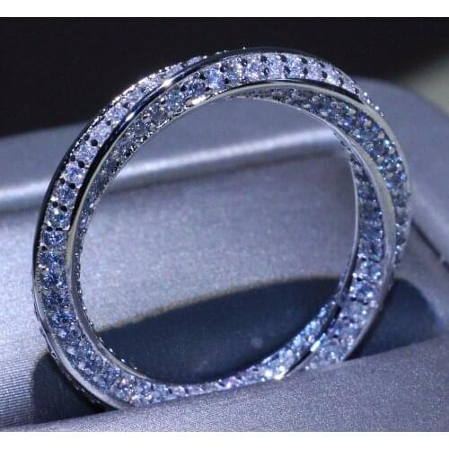 Stunning Simple Circle Ring Luxury Jewelry 925 Sterling Silver Pave Micro AAA Zirconia CZ Party Mobius Wedding Rings For Women
