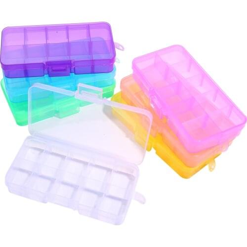 10 Grids Adjustable Plastic Jewelry Beads Accessories Storage Box Case Jewelry Display Beads Earring Making Organizer Container