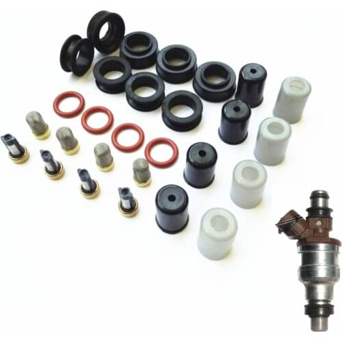 Free shipping 4sets Fuel Injector Repair Kit For Toyota Pickup 4Runner 2.4L Fuel Injector Service Kit Grommets O'rings Filters