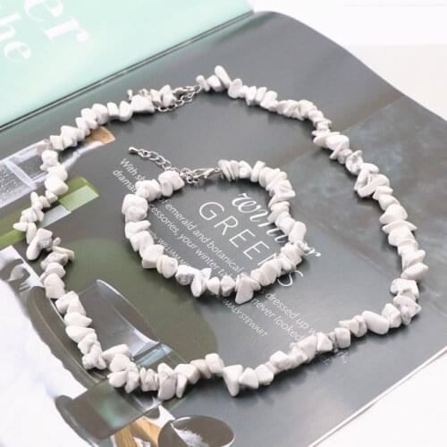 Romantic New Fashion Natural Stone White Turquoise Chips Beads Womens Yoga Jewelry Necklace Bracelet Wedding Gift Y1075