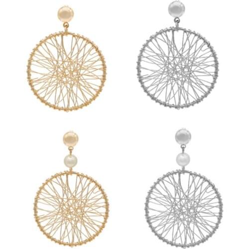 Personality All-match Dangle Earring Circle Round Shape Exaggerated Fashion Drop Earrings for Women Creative PartyJewelry Gifts