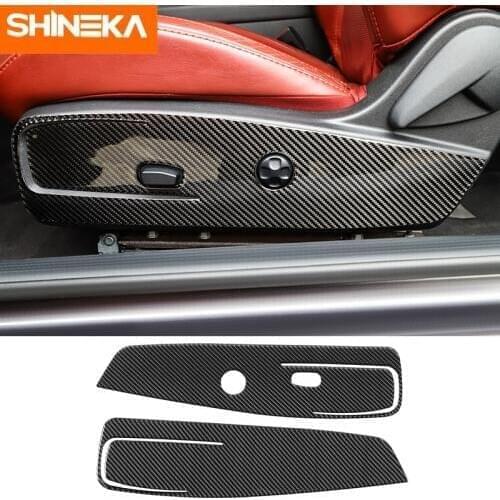 SHINEKA Interior Mouldings For Dodge Challenger Carbon Fiber Front Seat Side Decoration Panel Sticker For Dodge Challenger 2011