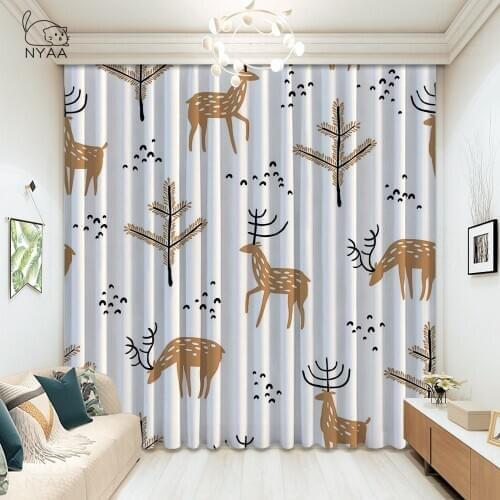 Natural Deer Blackout Curtain Home ChildrenS Room White Curtain Living Room Decoration Curtain For Living Room Micro Shading