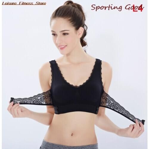 Sports Bra Lace Breathable Underwear Adjustment Front Row Cross Running Vest