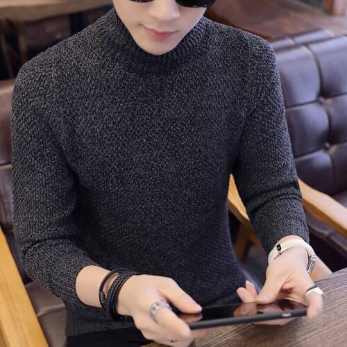 Men Winter Fall Turtleneck Sweaters Pullover Knitwear Casual High Neck Long Sleeves Sweater Autumn Fashion Male Clothing Tops