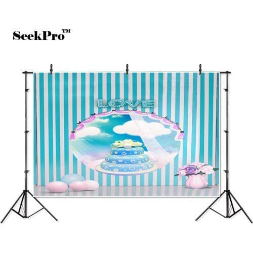 Thin vinyl stripe sweet cake flowers frame kids baby children photo Backgrounds Professional indoor Photographic studio Backdrop