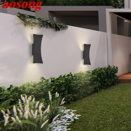 AOSONG Outdoor Wall Sconce Patio Black Wall Lights 220V 110V Waterproof IP65 Decorative For Home Porch Balcony Courtyard Villa