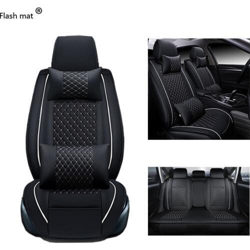 Flash mat Universal Leather Car Seat Covers for Mercedes Benz W203 W210 W211 AMG W204 C E S CLS CLK CLA SLK A20 Car-Styling