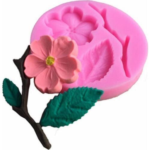 Peach Blossom Branch Silicone Mold Flower Leves Fondant Cake Chocolate Baking Moulds Dessert Stencils Decorating DIY Tool