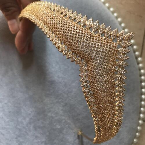 Golden Color Vintage Crown Full Of Zircon Baroque Brides Head Wear
