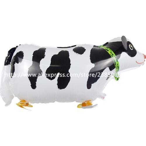 Free shipping 10pc/lot walking balloons for birthday party balloons supplies white color cow animals foil balloons