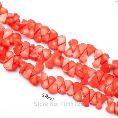 High Quality 8-12mm Pink Color Natural Coral Triangle Shape Gems Loose Beads Strand 15" DIY Creative Jewellery Making w2947