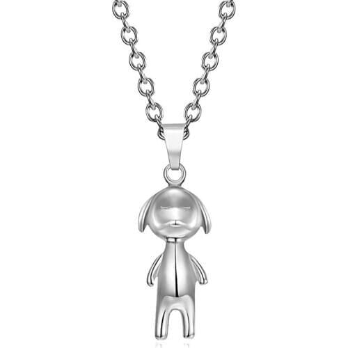 Japanese Korean Literature Suspension Cosplay Animal Puppy Dog Pendant Necklace For Unix Man Titanium Steel Stainless Hip Hop