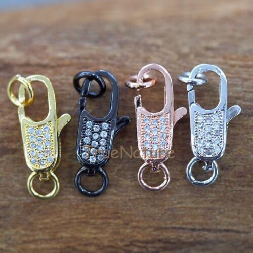 Micro Pave Cubic Zircon Lobster Claw Clasp Metal Electroplated Copper Lobster Clasp Jewelry Findings In 32.5*13.1 mm FC5969