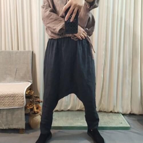 Women Loose Ramie Spring Summer Harem Pants Ladies Elastic Waist Plus Size Harem Trousers Female 2020 Vintage Pants