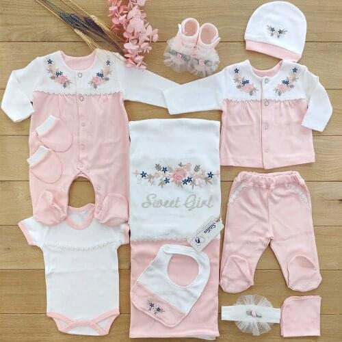 Baby girl Pink 10 Piece Hospital Output Natural Embroidered 100 Cotton-Male Baby Koala 8 Piece Hospital output