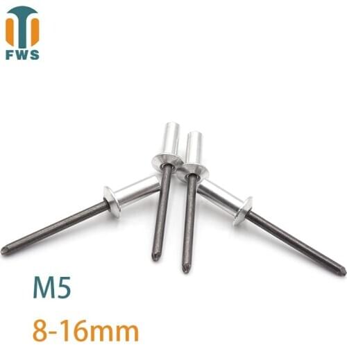 10 PCS M5 8-16mm DIN EN ISO 15973 GB /T 12615.1 Aluminum Steel Closed End Blind Rivets With Break Pull Mandrel Protruding Head