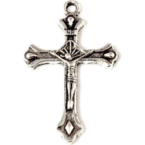 Cross Charm Pendants 100Pcs/lot Zinc alloy metal Fashion Religion Jewelry DIY Fit Bracelets Necklace Earrings 19.5x37.8mm A-492