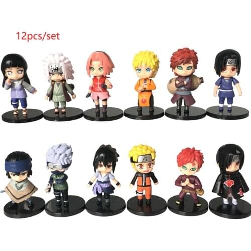 12pcs/set Naruto Shippuden Kakashi Hinata Sasuke Itachi Gaara Jiraiya Sakura Action Figure PVC Q Ver. Kawaii Anime Toys Dolls