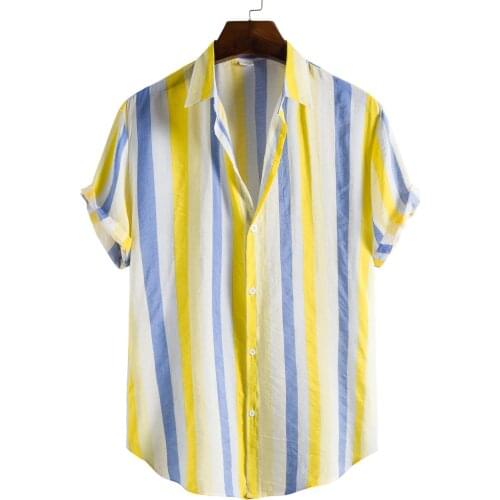 2021 Fashion Summer Men Shirts Stripe Short Sleeve Casual Shirt High Quality Men Clothing Tops Vestidos Dress Shirts Camisas