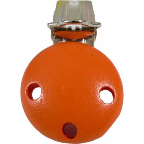 25PCS Orange Color Natural Wood Baby Pacifier Dummy Suspender Holder Clips