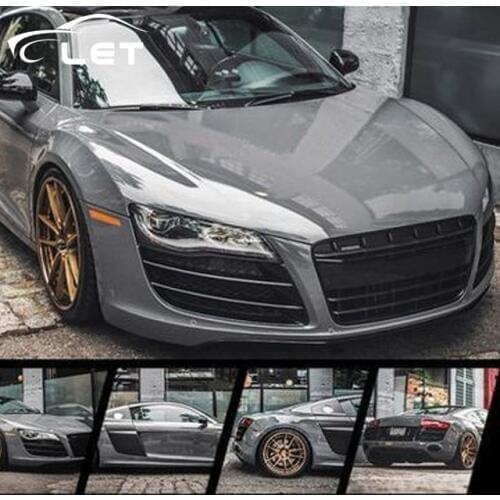 Car styling High Gloss Cement Gray Vinyl Film Super Shiny Glossy Vinyl Film Car Wrapping Foil with Air Bubble Free