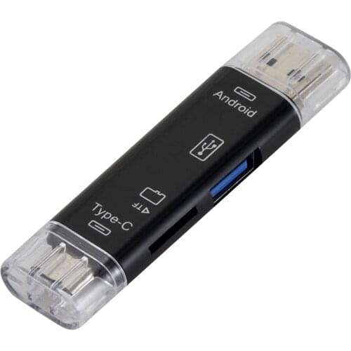 5 In 1 USB Type C / USB / Micro USB SD TF Memory Card Reader OTG Adapter Support Mobile Phones Laptops Common Computers