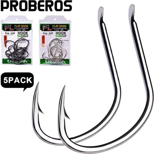 PROBEROS 50Pcs Jig Hooks 1/0-2/0-3/0-4/0# High Carbon Fishing Hooks Steel Sea Pike Fishhooks Single Jigging Hooks Slow Pitch