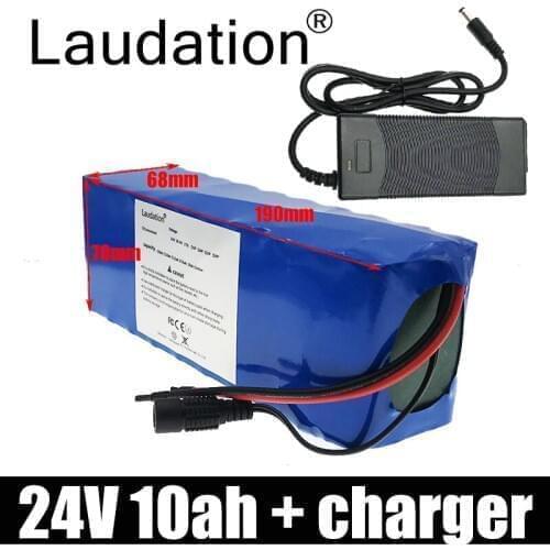 Laudation 24V 10ah Battery 7S 3P 18650 Pack 29.4V For 250W 300W 350W Motor Electric Bicycle, Scooter With 2A Charger And 15A BMS