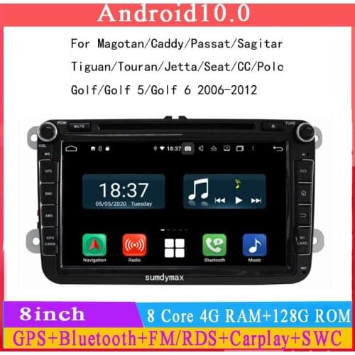 Two din car dvd player for Volkswagen Magotan Caddy Passat Seat CC Polo with android 10 system octa core 4G RAM 32G ROM wifi