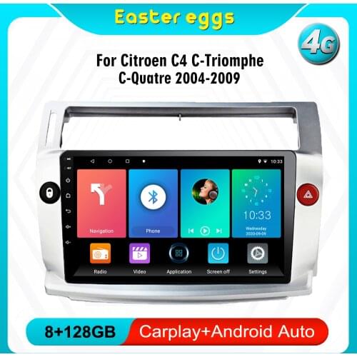 Eastereggs For Citroen C4 C-Triomphe C-Quatre 2004- 2009 Autoradio 2 Din Car Multimedia Player Android GPS Head Unit With Frame