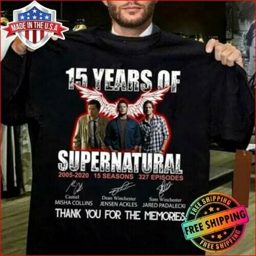 FREESHIP 15 Years of SUPERNATURAL T Shirt 15th Anniversary T-Shirt Black S-3XL Fashion T Shirt Brand