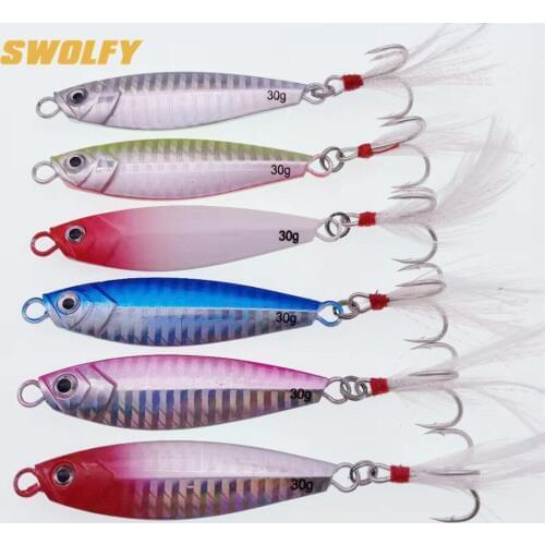 Swolfy 6pcs New Metal Cast Jig Spoon 7g 10g 15g 20g 30g 40g Shore Casting Jigging Lead Fish Sea Bass Fishing Lure Artific