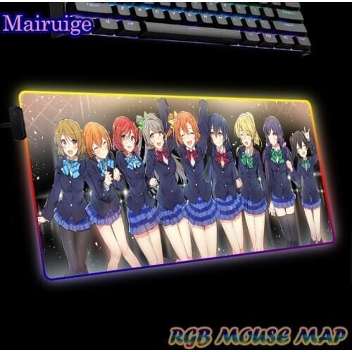 Skirt Sexy Girl Large RGB Mouse Pad Kawaii Gaming Accessories Desk Mat Gamer Laptop PC Anime Lights Mousepad XXL Keyboard Pad